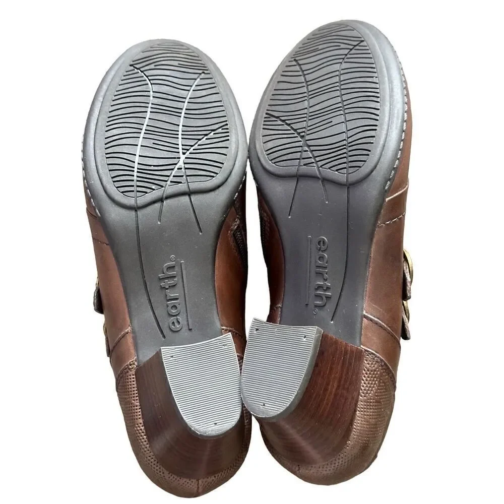 Earth Calgary Toronto Bark Brown Leather Ankle Boots Size 10M